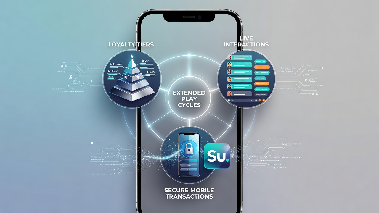 Darstellung sicherer mobiler Transaktionen und Support-Netzwerke in Gaming-Apps