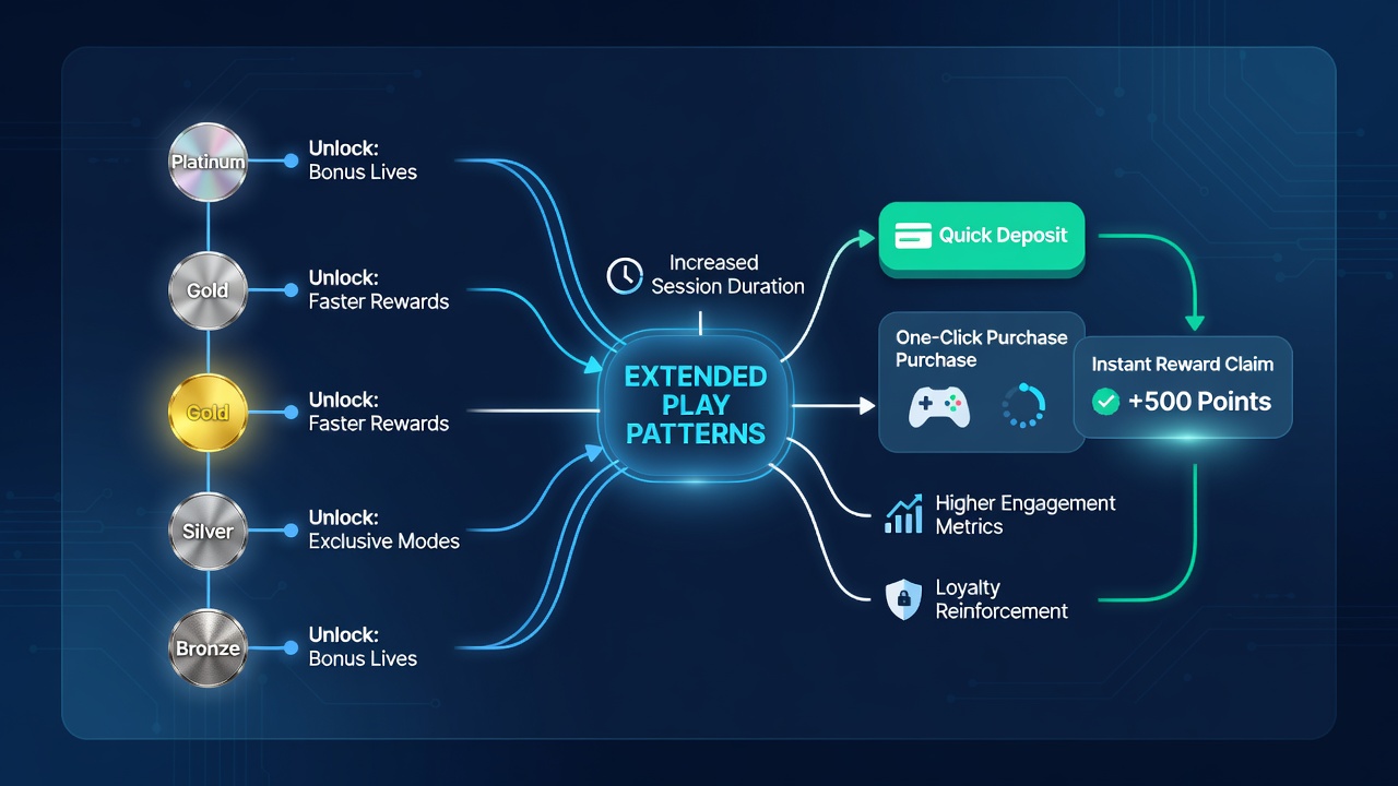 Illustration der Verbindung von Treuestufen und sofortigen Zahlungsoptionen in Gaming-Apps