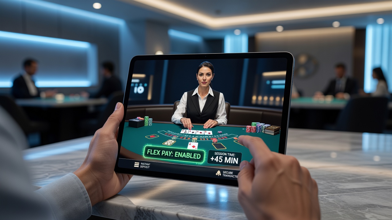Live-Dealer-Tisch auf einem Tablet mit integrierten Zahlungsfunktionen