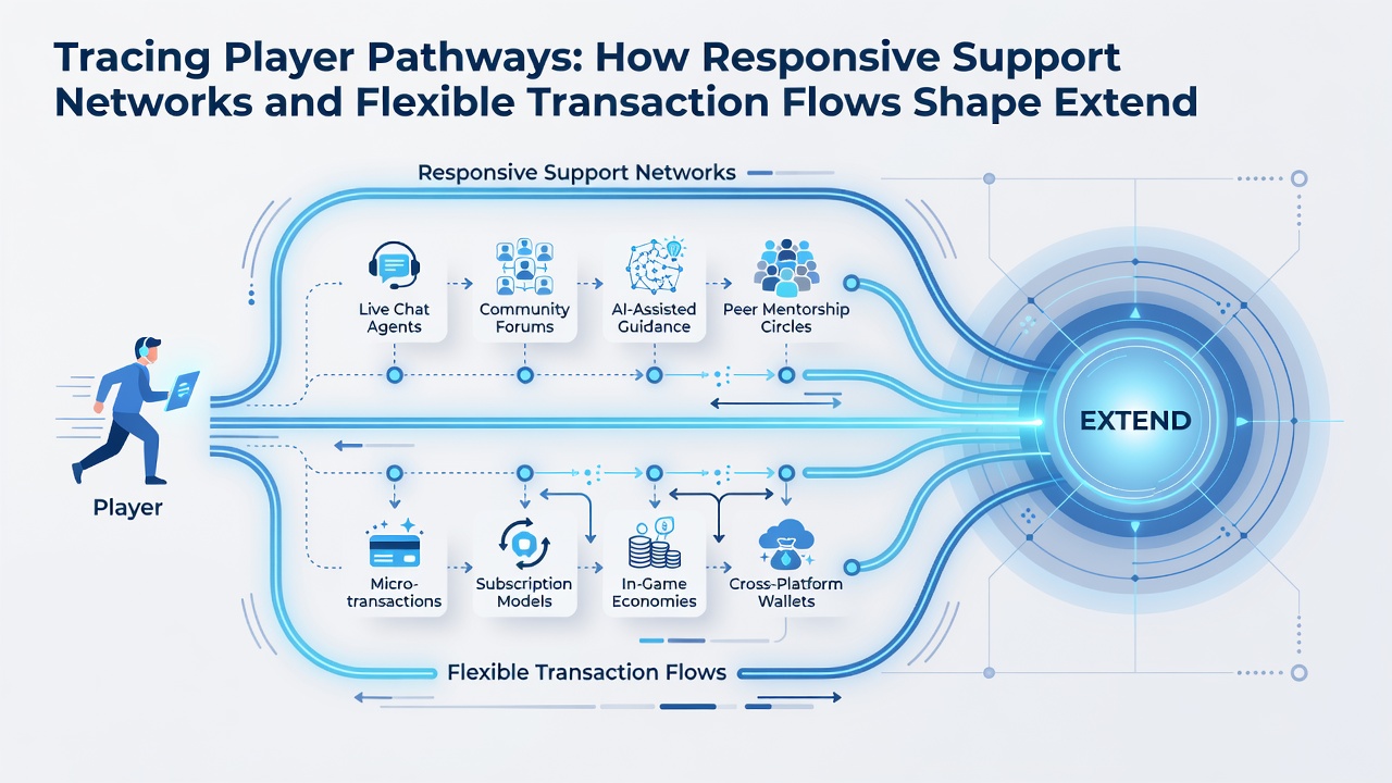 Darstellung flexibler Transaktionsflüsse und Support-Interaktionen in Gaming-Apps