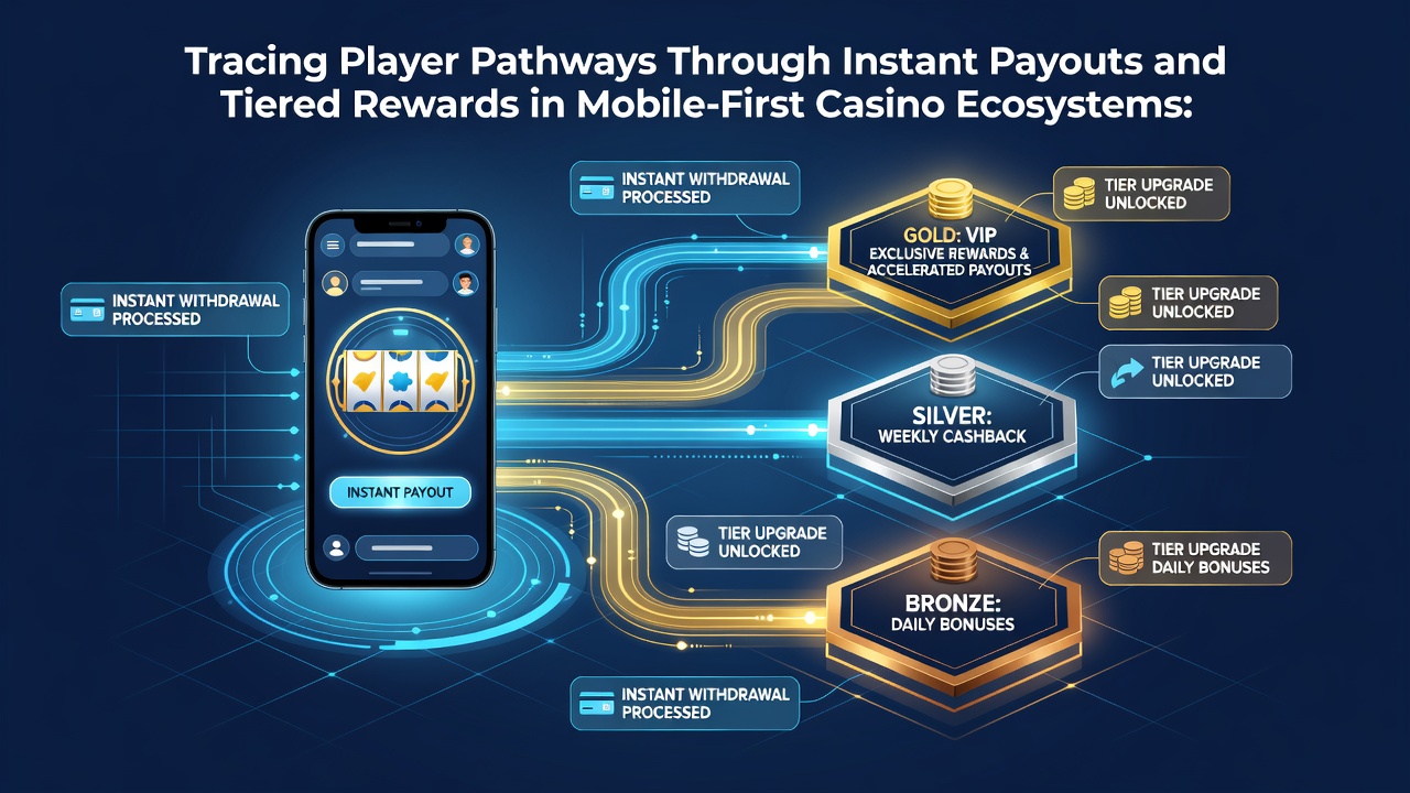 Darstellung von Spielerpfaden mit gestaffelten Rewards und Live-Transaktionen in einer Casino-App